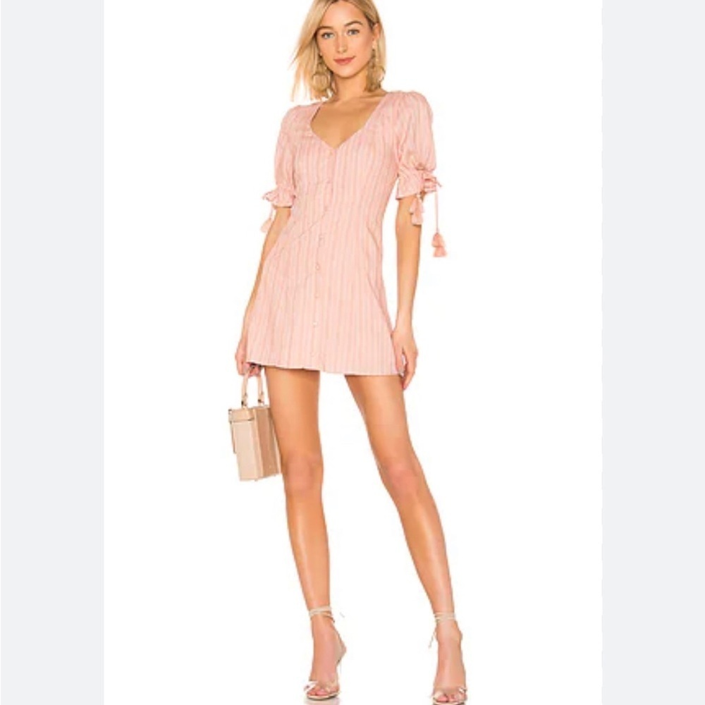 Tularosa Penny Mini Dress Size XS Pink Embroidered Tassels Boho Coquette Girlie - Picture 1 of 11